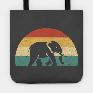 Sunset elephant landscape savanna vintage retro Tote