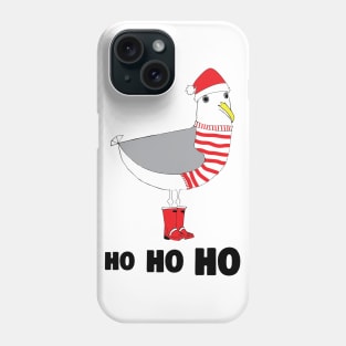 Cute christmas Seagull - ho ho ho - stripy jumper and rubber wellies with santa's hat Phone Case