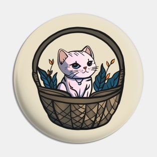 Pretty Kitty in a Basket Pin