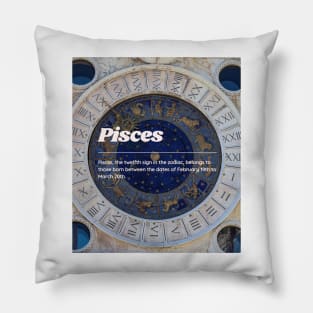 Pisces Zodiac Roman Numeral Print Pillow