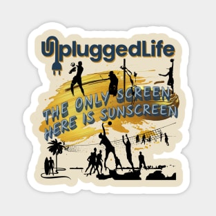 Beach Volleyball Surfing Unplugged Life Sun Tee Magnet