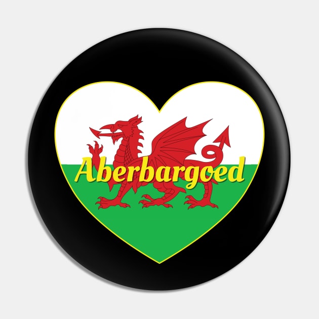 Aberbargoed Wales UK Welsh Flag Heart Pin by DPattonPD