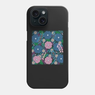 Floral garden in purple and blue Phone Case