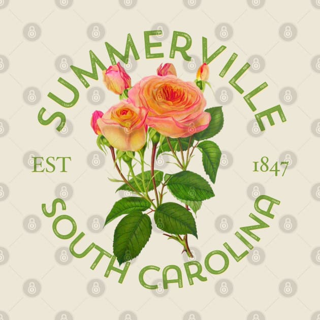 Summerville SC Vintage Style Roses Design by Pine Hill Goods