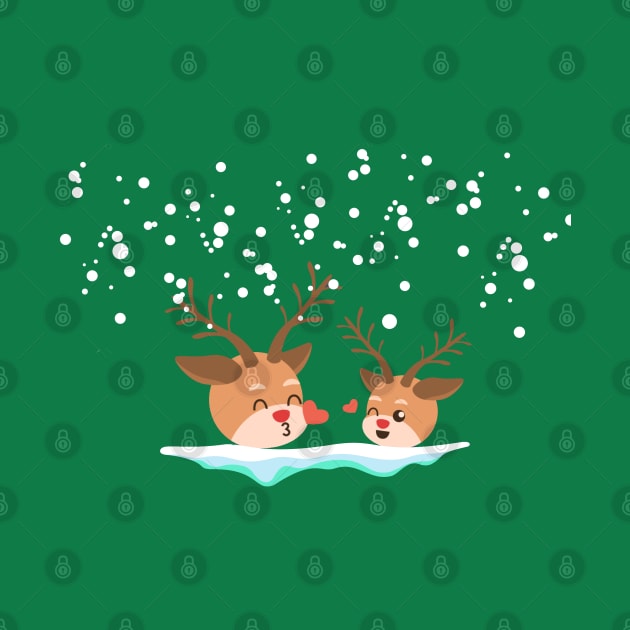 Christmas Reindeer and falling snow by SisiArtist