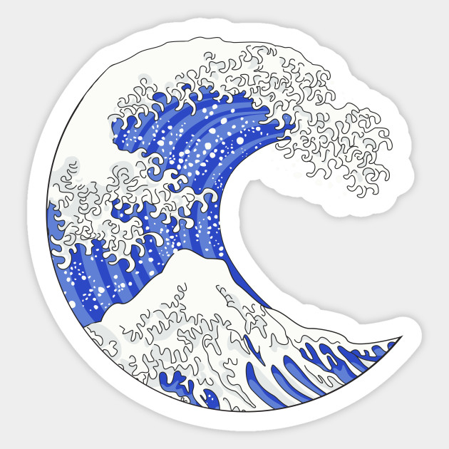 great blue wave blue sea sticker teepublic