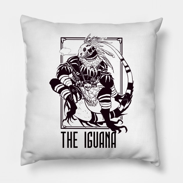 Valeria - THE IGUANA (WHITE BG) Pillow by Valvyteen