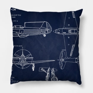 Yakovlev Yak1 Blueprint Pillow