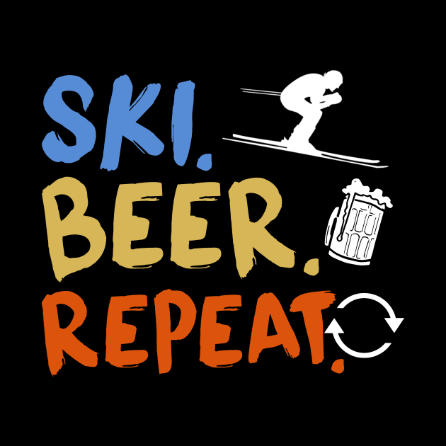 Ski Beer Repeat Funny Distressed by zellaarts