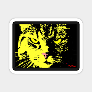 ANGRY CAT POP ART - YELLOW BLACK Magnet