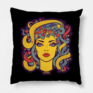 Plastic Macaroni Boho Trippy Hippy Rotelle Pillow