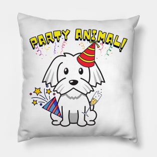 Party Animal - white dog Pillow