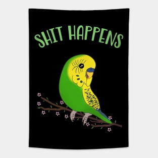 shit happens - green budgie doodle Tapestry