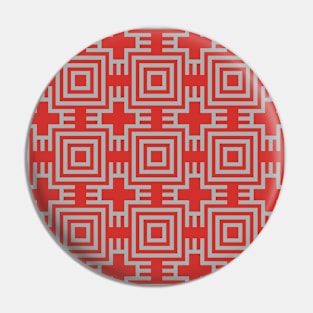 Cardinal red and gray abstract geometric pattern Pin