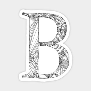 Henna Alphabet B / Henna Letter B - Black Henna Line Art Magnet