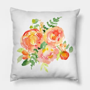 Sunset Fall Florals in Watercolor Pillow