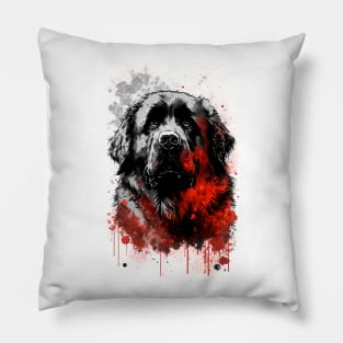 Newfoundland Dog Portrait Pillow