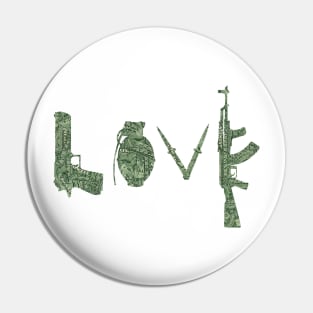 BANKSY LOVE GUNS WEAPONS by US dollar Pin