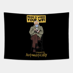 Bernie sanders meme like at home ligne claire style Tapestry