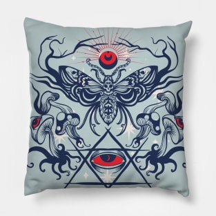 Wicca death moth with magic mushrooms Pillow