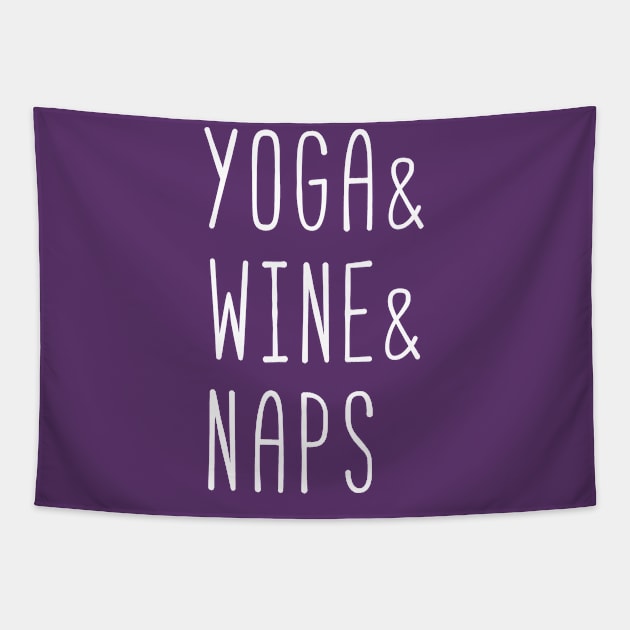 Yoga and wine and naps (white) Tapestry by nektarinchen
