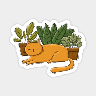 Cat and Plants Magnet