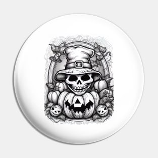 scary witch on white background Pin