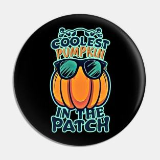 Coolest Pumpkin in the Patch halloween pumpkin wearing cool glass Pin