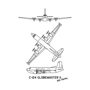 C-124 Globemaster II American Military Heavy-lift Cargo Aircraft Plane Diagram Blueprint T-Shirt