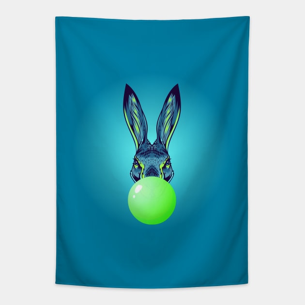 Green Bubblegum Rabbit Tapestry by 1001Kites