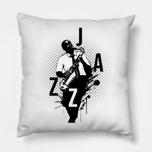 jazzman with saxophone Pillow