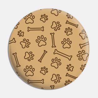 Pet - Cat or Dog Paw Footprint and Bone Pattern in Brown Tones Pin