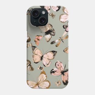 Pocket - Flying Butterflies Gold Green Phone Case