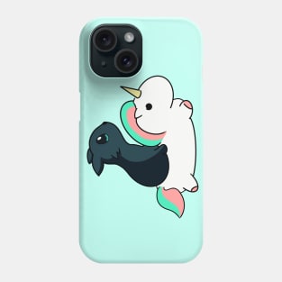 Black kitty on a unicorn Phone Case