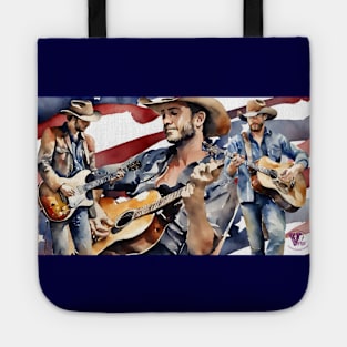 Country guitarists American flag Tote