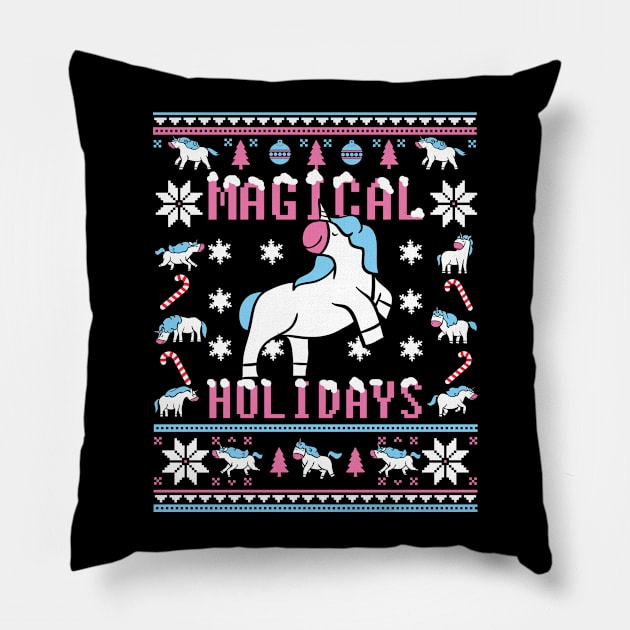 Funny Unicorn Lover Ugly Christmas Sweater Pillow by KsuAnn