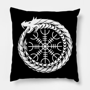 Ouroboros with the Helm of Awe (white symbol) Pillow