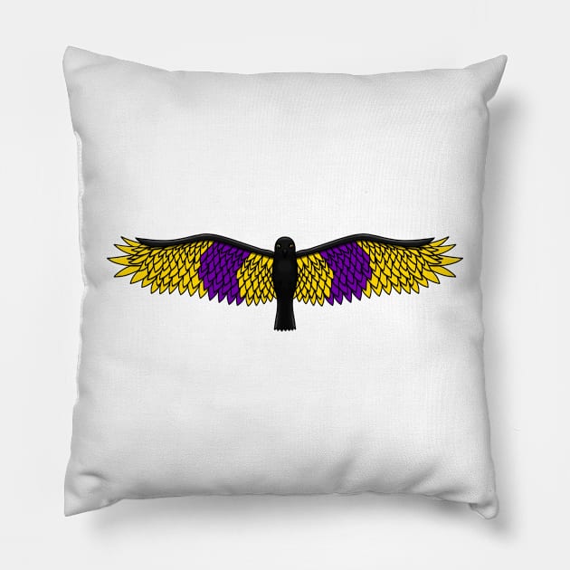 Fly With Pride, Raven Series - Intersex Pillow by StephOBrien