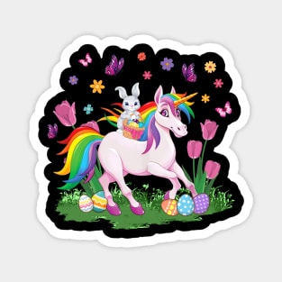 Egg Basket Rabbit Riding Unicorn Happy Easter Day Outfit Magnet