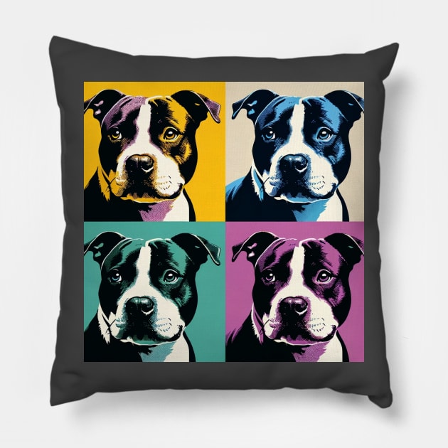 Staffordshire Bull Terrier Pop Art - Dog Lovers Pillow by PawPopArt