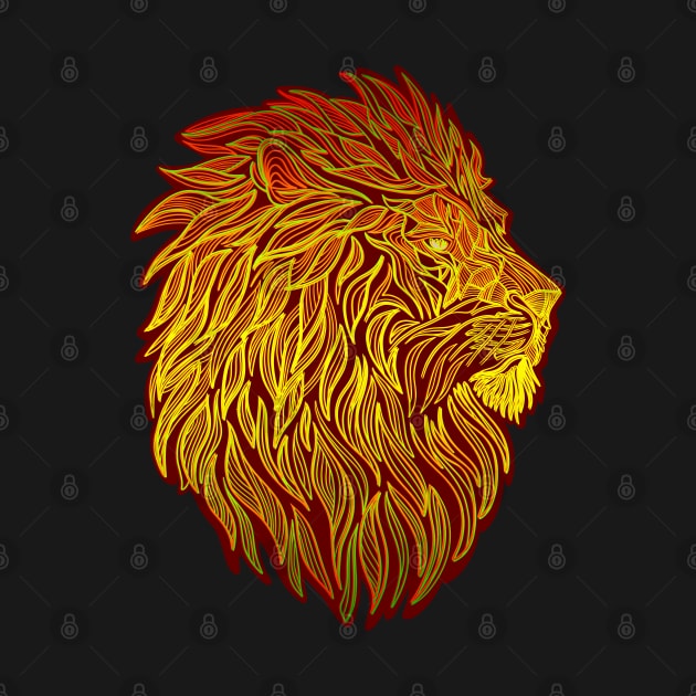 Lion’s head with thick mane in Rasta colors by DaveDanchuk