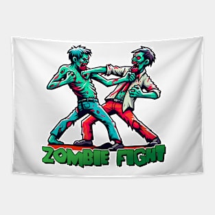 Tiger vs Zombie Fight Tapestry