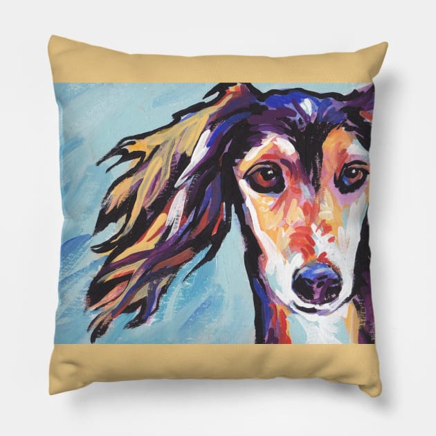 Saluki Hound Bright colorful pop dog art Pillow by bentnotbroken11