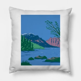 Phelps Lake near Death Canyon in Wyoming USA WPA Art Poster Pillow