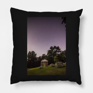 Clear starry night sky at Evans City Cemetery Chapel home of Night of the Living Dead 0375-A Pillow