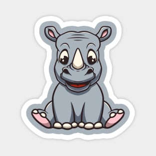 Cute baby rhino smiling cartoon illustration Magnet