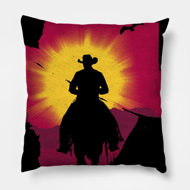 Sunset Rider Pillow by clingcling