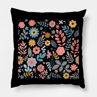 Flowers and leaves simple pattern Pillow