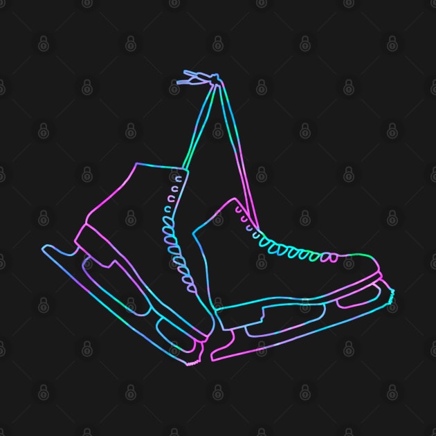 Neon hanging ice skates outline by Becky-Marie