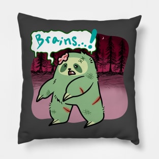 Zombie Sloth walking through a Forest Pillow